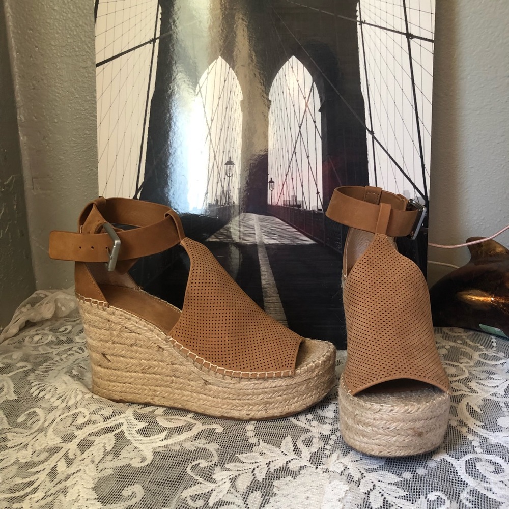 Annie Perforated Espadrille Platform Wedge